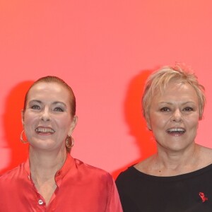 Anne Le Nen, Carole Bouquet, Muriel Robin, Jean-Marc Dumontet lors de la représentation de la pièce "Les Monologues du Vagin" à Bobino. Paris, le 8 mars 2018. © Guirec Coadic/Bestimage