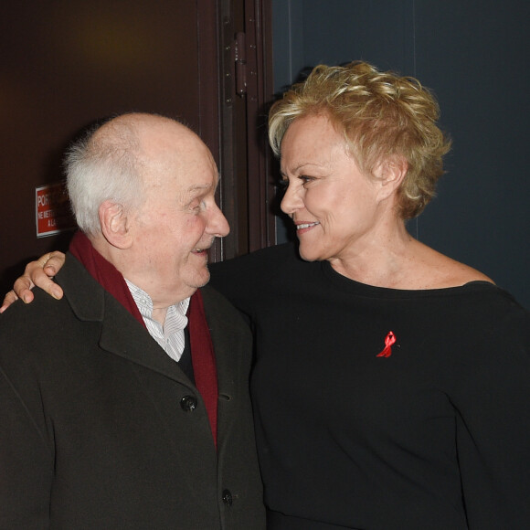 Michel Bouquet et Muriel Robin lors de la représentation de la pièce "Les Monologues du Vagin" à Bobino. Paris, le 8 mars 2018. © Guirec Coadic/Bestimage