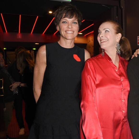 Anne Le Nen, Carole Bouquet, Michel Bouquet et Muriel Robin lors de la représentation de la pièce "Les Monologues du Vagin" à Bobino. Paris, le 8 mars 2018. © Guirec Coadic/Bestimage