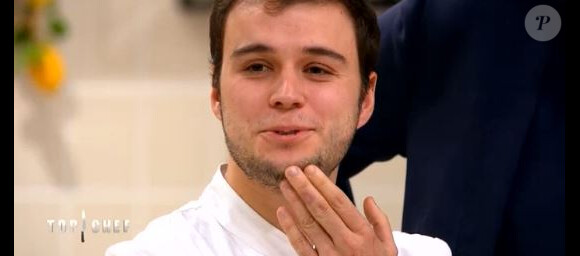Adrien dans "Top Chef 2018" (M6) lors de l'épisode 7 diffusé mercredi 14 mars 2018.
