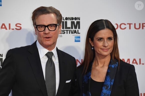 Colin Firth et sa femme Livia au photocall du film Nocturnal Animals au festival du film de Londres (BFI) le 14 octobre 2016. 14 October 2016.