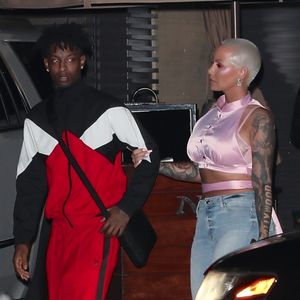 Amber Rose est allée diner avec son compagnon 21 Savage pour la St Valentin au restaurant Nobu à Malibu, le 14 février 2018