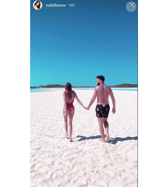 Nabilla amoureuse aux Bahamas, le 17 mai 2018 avec son chéri Thomas.