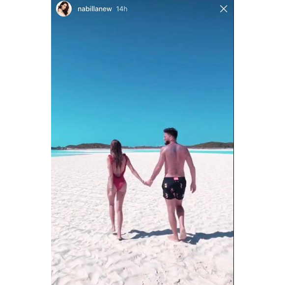 Nabilla amoureuse aux Bahamas, le 17 mai 2018 avec son chéri Thomas.