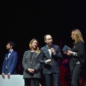 Exclusif - Sandrine Quétier et Nicolas Rossignol (président de l'association) - Concert de la 6e édition du gala "Toutes les femmes chantent contre le cancer" à l'Olympia à Paris le 5 mars 2018. © Cyril Moreau - Giancarlo Gorassini / Bestimage