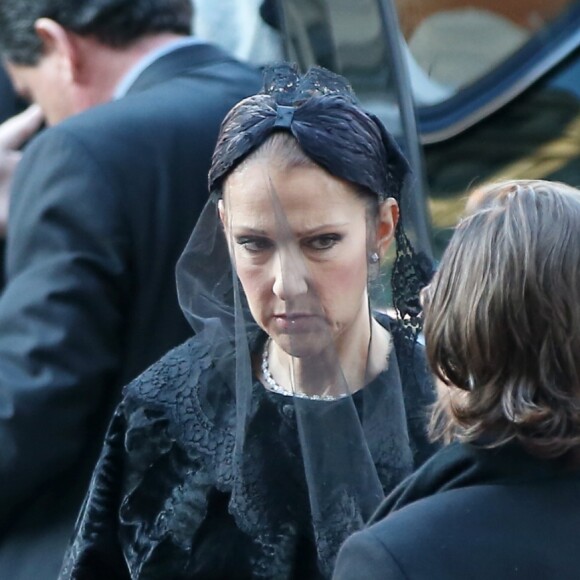 Céline Dion, son fils René-Charles Angélil et sa mère Thérèse Dion - Obsèques nationales de René Angélil en la Basilique Notre-Dame de Montréal, le 22 janvier 2016. © Dominique Jacovides/Bestimage