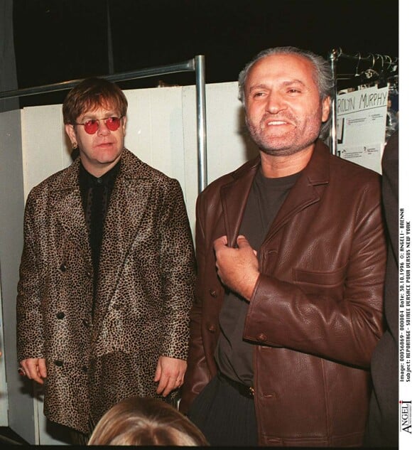 Elton John et Gianni Versace à New York. Octobe 1996.