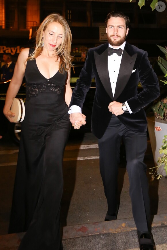 Sam Taylor-Johnson et son mari Aaron Taylor-Johnson - Les célébrités arrivent à une soirée qui est censé être le mariage de Gwyneth Paltrow et de son fiancé Brad Falchuk à Los Angeles le 14 avril 2018.