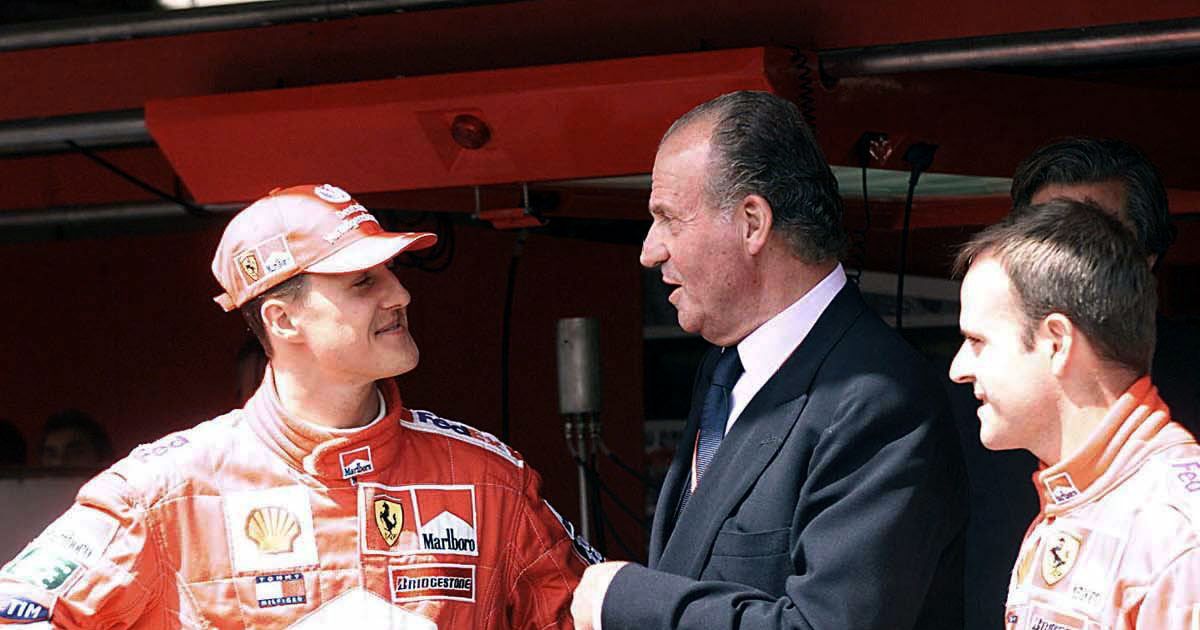 Michael Schumacher, Rubens Barrichello et Juan Carlos en 2001 à