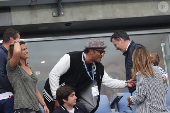 Amélie Mauresmo et son fils Aaron Mauresmo avec Yannick Noah lors de France - Islande (Euro 2016) au Stade de France à Saint-Denis, le 3 juillet 2016. © Cyril Moreau/Bestimage