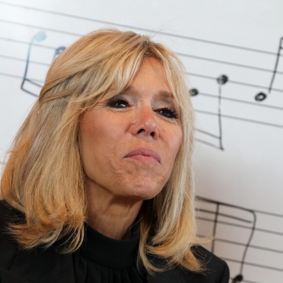 La Première Dame Brigitte Macron (Trogneux) visite l'école d'art "Duke Ellington School of the Arts" (école des arts du spectacle) à Washington, The District, Etats-Unis, le 25 avril 2018. © Dominique Jacovides/Bestimage