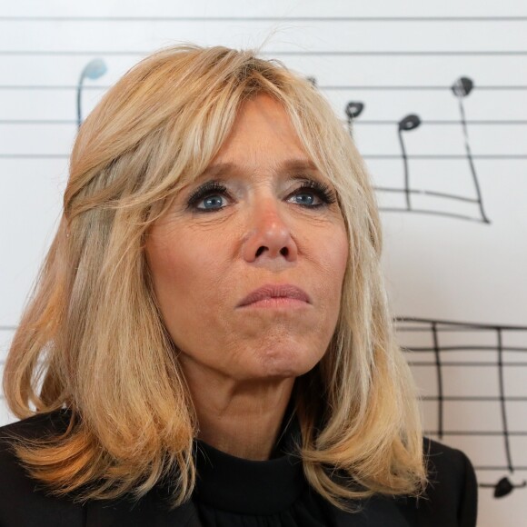 La Première Dame Brigitte Macron (Trogneux) visite l'école d'art "Duke Ellington School of the Arts" (école des arts du spectacle) à Washington, The District, Etats-Unis, le 25 avril 2018. © Dominique Jacovides/Bestimage