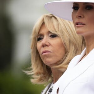 La Première américaine Dame Melania Trump et la Première française Dame Brigitte Macron (Trogneux) - Le couple présidentiel américain accueille le couple présidentiel français à la Maison Blanche à Washington, The District, Etats-Unis, le 24 avril 2018.