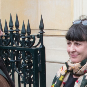 Daniel Auteuil et sa femme Aude Ambroggi à la sortie de l'hommage à Jacques Higelin au Cirque d'Hiver à Paris le 12 avril 2018.