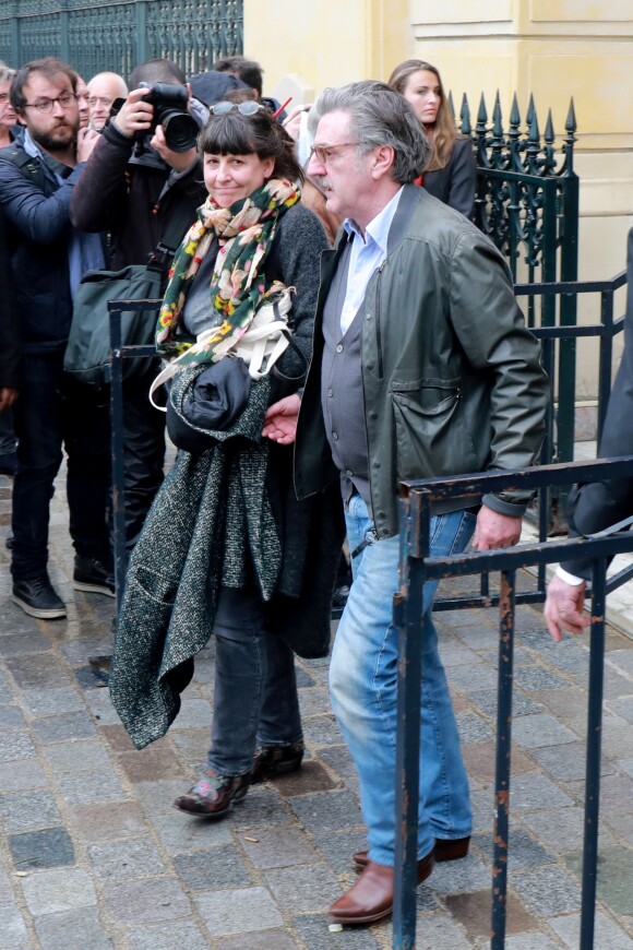Daniel Auteuil et sa femme Aude Ambroggi - People à la sortie de l'hommage à Jacques Higelin au Cirque d'Hiver à Paris le 12 avril 2018.