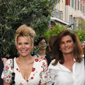 Exclusif - Philippe Sollers, Nicole Rubi, Laura Tenoudji et Christian Estrosi pendant la 2ème édition du "Prix littéraire de la Petite Maison" à Nice, France, le 5 mai 2018. N.Rubi a décidé de créer "Le Prix de la Petite Maison" qui vise à récompenser un auteur pour un roman paru dans l'année. Le jury, présidé par P.Besson, a décerné le Prix de la Petite Maison 2018, au roman "Centre" de P.Sollers. © Bruno Bebert/Bestimage