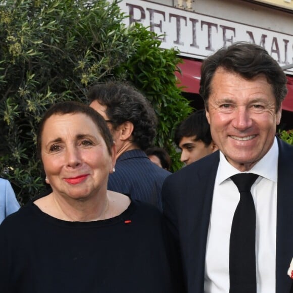 Exclusif - Nicole Rubi, Christian Estrosi, le maire de Nice, et sa femme Laura Tenoudji pendant la 2ème édition du "Prix littéraire de la Petite Maison" à Nice, France, le 5 mai 2018. N.Rubi a décidé de créer "Le Prix de la Petite Maison" qui vise à récompenser un auteur pour un roman paru dans l'année. Le jury, présidé par P.Besson, a décerné le Prix de la Petite Maison 2018, au roman "Centre" de P.Sollers. © Bruno Bebert/Bestimage05/05/2018 - Nice