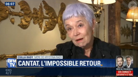 Csilla Rady, la mère de Kristina Rady (ex-compagne de Bertrand Cantat qui s'est donné la mort en 2010), interviewée pour BFMTV le 7 mai 2018.