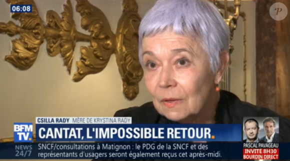 Csilla Rady, la mère de Kristina Rady (ex-compagne de Bertrand Cantat qui s'est donné la mort en 2010), interviewée pour BFMTV le 7 mai 2018.