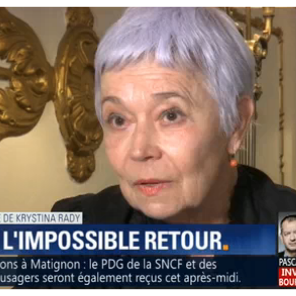 Csilla Rady, la mère de Kristina Rady (ex-compagne de Bertrand Cantat qui s'est donné la mort en 2010), interviewée pour BFMTV le 7 mai 2018.