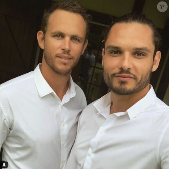 Nicolas et Florent Manaudou le jour du mariage de leur soeur Laure. Photo publiée sur Instagram le 12 mai 2018.