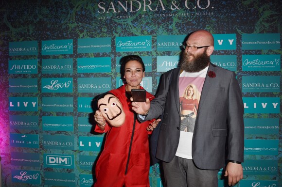 Exclusif - Sandra Sisley et Darko Peric - Soirée du 5ème anniversaire de la Suite Sandra & Co sur la Croisette lors du 71ème Festival de Cannes le 12 mai 2018. Pour cette occasion la terrasse s'est transformée en "Suite de Papel " en hommage à la série culte du moment, avec toute la team Sandra parée des fameuses combinaisons rouges et masques Dali. La Suite de Papel a même reçu l’un des acteurs de la série Casa de Papel, D.Peric. © Giancarlo Gorassini/Bestimage