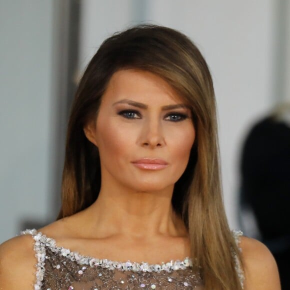 La Première américaine Dame Melania Trump - Dîner en l'honneur du président de la République française et sa femme la première dame à la Maison Blanche à Washington, The District, Etats-Unis, le 24 avril 2018. © Dominique Jacovides/Bestimage