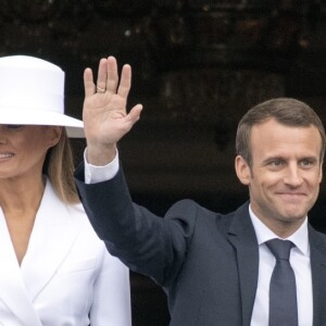 Le président américain Donald Trump, sa femme la Première Dame Melania Trump, le président de la République française Emmanuel Macron et sa femme la Première Dame Brigitte Macron (Trogneux) - Le couple présidentiel américain accueille le couple présidentiel français à la Maison Blanche à Washington, The District, Etats-Unis, le 24 avril 2018.