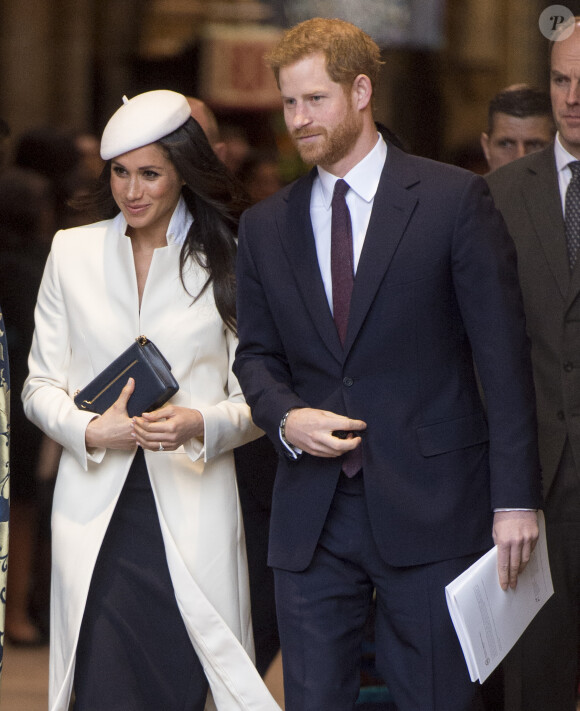 Le prince Harry et Meghan Markle - La famille royale d'Angleterre au "Commonwealth Day service" à l'Abbaye de Westminster à Londres, Royaume Uni, le 12 mars 2018.