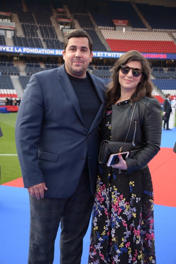 Exclusif - Artus et sa compagne Sarah Nasrallah au 5ème dîner de gala de la fondation Paris Saint-Germain au parc des Princes à Paris, France, le 15 mai 2018.