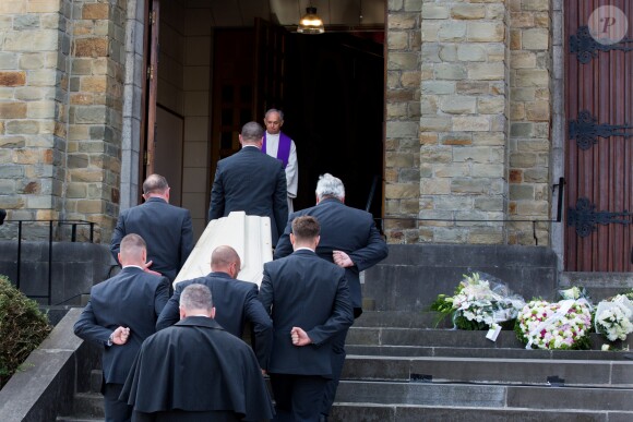Cercueil de Maurane - Obsèques de Maurane en l'église Notre-Dame des Grâces à Woluwe-Saint-Pierre en Belgique le 17 mai 2018.