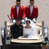 Le prince Harry et Meghan Markle, duc et duchesse de Sussex, ont fait une procession dans le landau Ascot après leur mariage en la chapelle St George à Windsor le 19 mai 2018, à la rencontre du public dans toute la ville de Windsor et le long du Long Walk.
