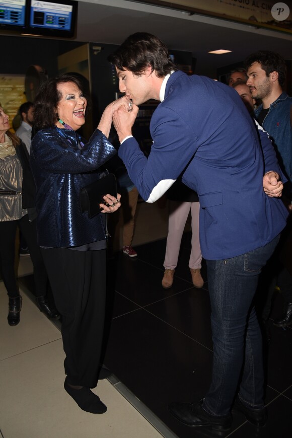 Claudia Cardinale, Pietro Masotti à la première de "Rudy Valentino" à Rome, le 23 mai 2018.