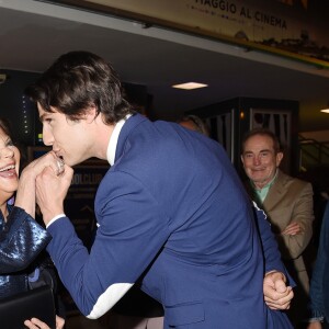 Claudia Cardinale, Pietro Masotti à la première de "Rudy Valentino" à Rome, le 23 mai 2018.