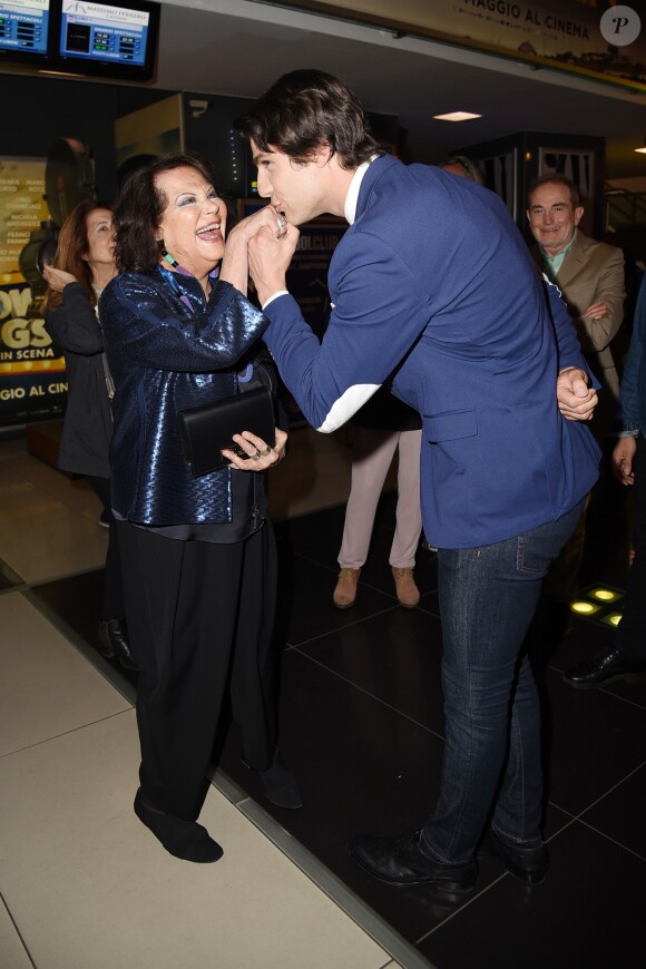 Claudia Cardinale, Pietro Masotti à la première de "Rudy Valentino" à Rome, le 23 mai 2018.