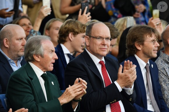 Le prince Albert II de Monaco et Sir Jackie Stewart lors de la soirée Amber Lounge UNITE Monaco 2018 au profit de la fondation de Jackie Stewart "Race Against Dementia" à l'hôtel Méridien Beach Plaza à Monte-Carlo, Monaco, le 25 mai 2018. © Bruno Bebert/Bestimage