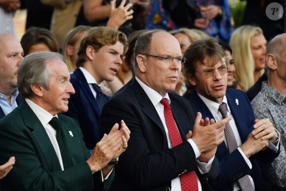 Le prince Albert II de Monaco et Sir Jackie Stewart lors de la soirée Amber Lounge UNITE Monaco 2018 au profit de la fondation de Jackie Stewart "Race Against Dementia" à l'hôtel Méridien Beach Plaza à Monte-Carlo, Monaco, le 25 mai 2018. © Bruno Bebert/Bestimage