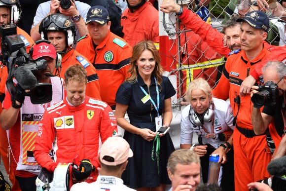 Geri Halliwell félicite les 3 premiers pilotes du 76ème Grand Prix de Monaco le 27 mai 2018. © Bruno Bebert/Bestimage