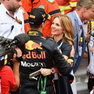 Geri Halliwell félicite les 3 premiers pilotes du 76ème Grand Prix de Monaco le 27 mai 2018. © Bruno Bebert/Bestimage