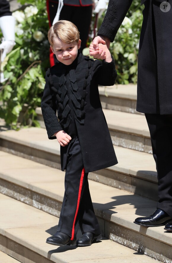 Le prince George de Cambridge - Les invités à la sortie de la chapelle St. George au château de Windsor, Royaume Uni, le 19 mai 2018.