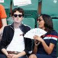 Leïla Kaddour et son compagnon Pierre Guénard (Radio Elvis) dans les tribunes des internationaux de Roland-Garros, à Paris, le 30 mai 2018. © Cyril Moreau - Dominique Jacovides/Bestimage