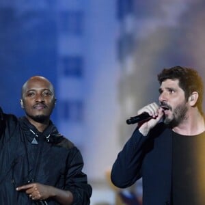 Exclusif - Soprano et Patrick Fiori - Enregistrement de l'émission "La chanson de l'année" dans les arènes de Nîmes, diffusée en direct sur TF1 le 8 juin © Bruno Bebert / Bestimage