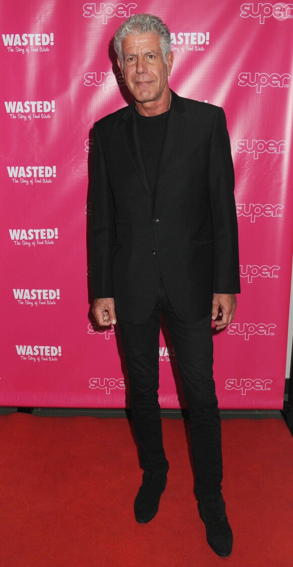 Anthony Bourdain à la première de"Wasted! the story of food waste" à New York le 5 octobre 2017.