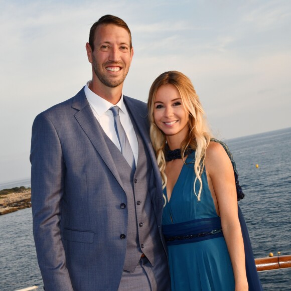 Exclusif - Alain Bernard et sa compagne Faustine - 6ème gala annuel de l'unité d'Antibes Juan les Pins, Vallauris, Golfe Juan, de la Croix Rouge française dans le cadre du prestigieux hôtel Eden Roc au Cap d'Antibes, le 2 juin 2018. © Bruno Bebert/Bestimage