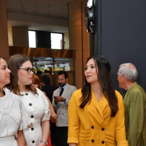 Pauline Ducruet, Camille Gottlieb et Marie Chevallier - Présentation de la carte routière restaurée ayant appartenu au prince Albert 1er de Monaco et présentation du nouveau modèle de montre Tag Heuer Monaco Gulf édition spéciale 50e anniversaire, au musée de la collection des voitures anciennes du prince de Monaco le 12 juin 2018. © Bruno Bebert/Bestimage