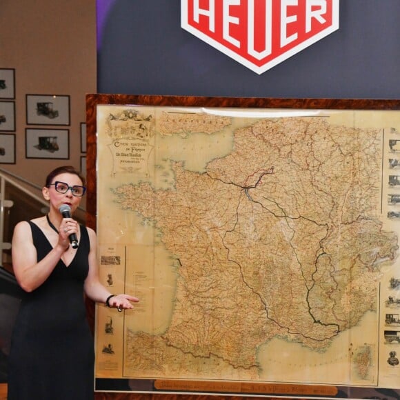 La princesse Stéphanie de Monaco et Patrick Dempsey - Présentation de la carte routière restaurée ayant appartenu au prince Albert 1er de Monaco et présentation du nouveau modèle de montre Tag Heuer Monaco Gulf édition spéciale 50e anniversaire, au musée de la collection des voitures anciennes du prince de Monaco le 12 juin 2018. © Bruno Bebert/Bestimage