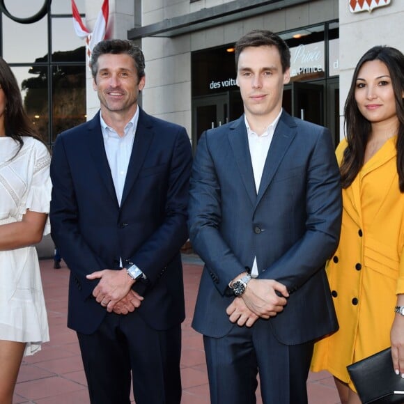 Pauline Ducruet, Patrick Dempsey, Louis Ducruet et sa fiancée Marie Chevallier - Présentation de la carte routière restaurée ayant appartenu au prince Albert 1er de Monaco et présentation du nouveau modèle de montre Tag Heuer Monaco Gulf édition spéciale 50e anniversaire, au musée de la collection des voitures anciennes du prince de Monaco le 12 juin 2018. © Bruno Bebert/Bestimage