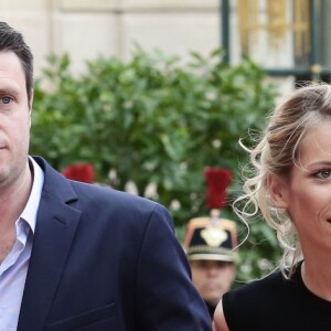 Tiphaine Auzière et son compagnon Antoine - La famille de E.Macron arrive au palais de l'Elysée à Paris le 14 mai 2017 pour la cérémonie d'investiture du nouveau président. © Stéphane Lemouton/Bestimage