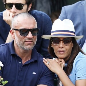 Amel Bent et son mari Patrick Antonelli dans les tribunes des internationaux de tennis de Roland Garros à Paris, France, le 3 juin 2018. © Dominique Jacovides - Cyril Moreau/Bestimage