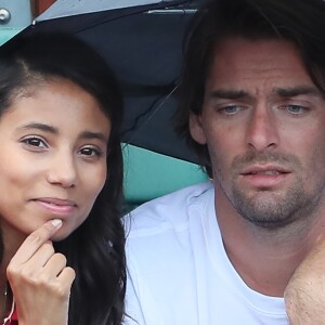 Camille Lacourt et Hajiba Fahmy - People dans les tribunes lors des internationaux de tennis de Roland Garros à Paris le 4 juin 2018